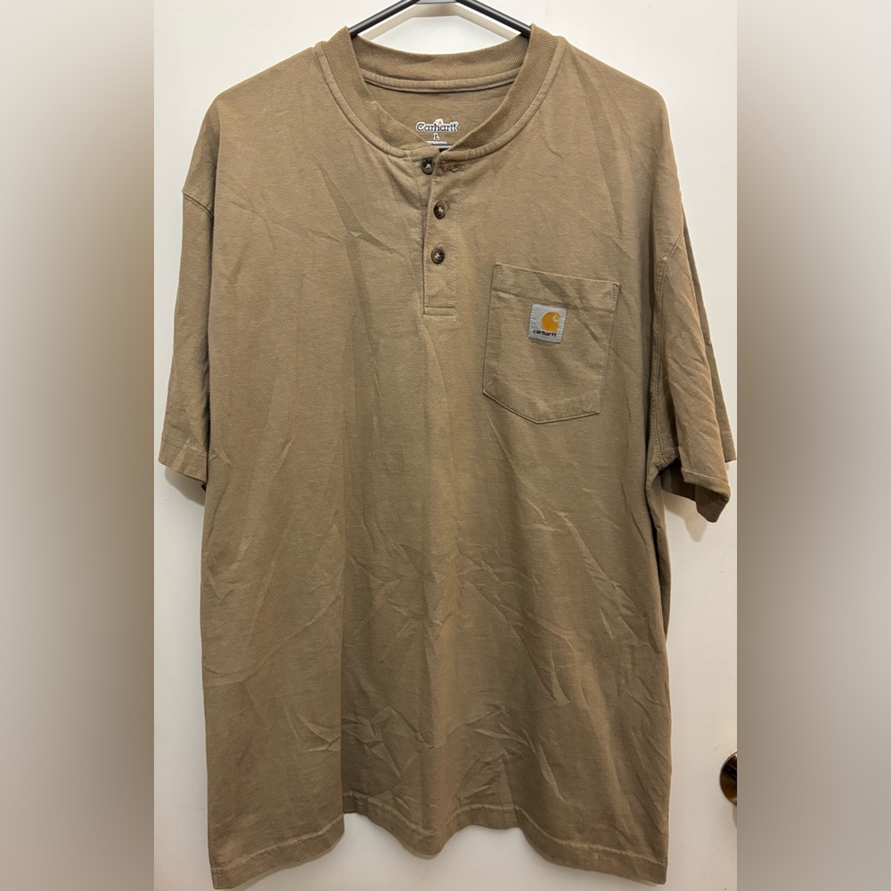 Carhartt Men's Tan Henley Shirt Size Large